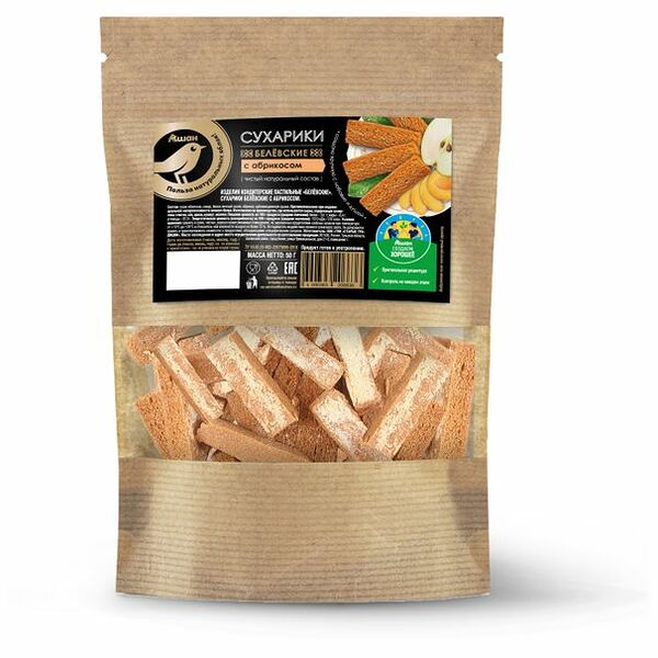 Сухарики АШАН Золотая птица Белевские с абрикосом, 50 г