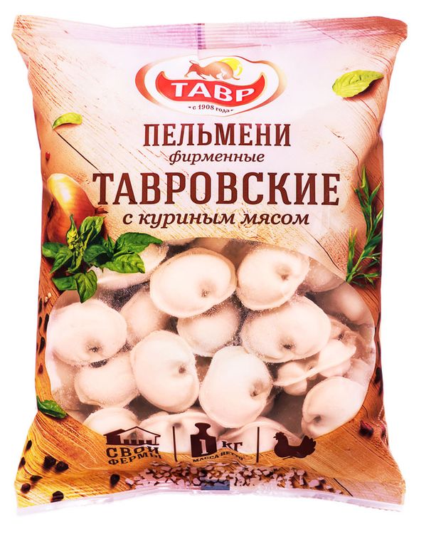 

Пельмени Тавр Тавровские фирменные с куриным мясом 1 кг