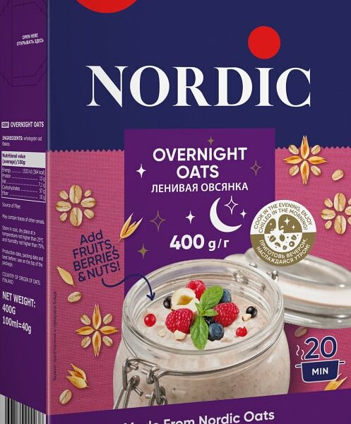 Хлопья Nordic овсяные Ленивая овсянка 400г