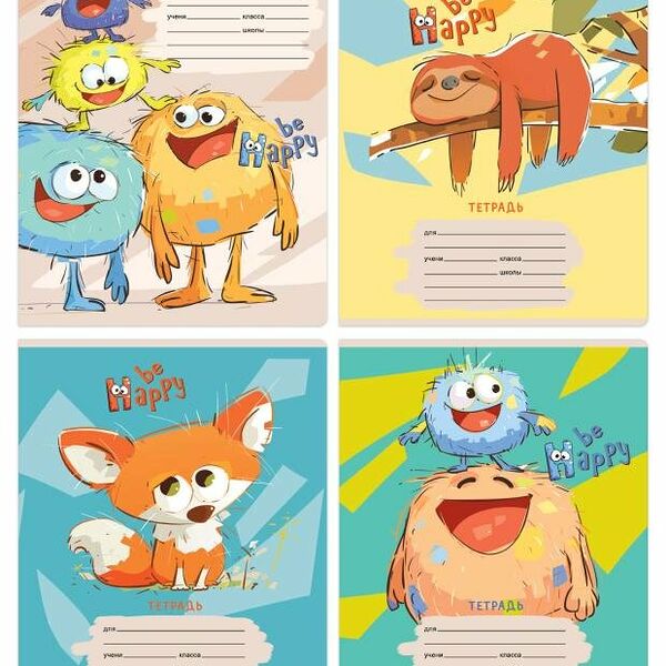 Тетрадь BG Милые монстрики клетка, 12 л в ассортименте, 1 шт