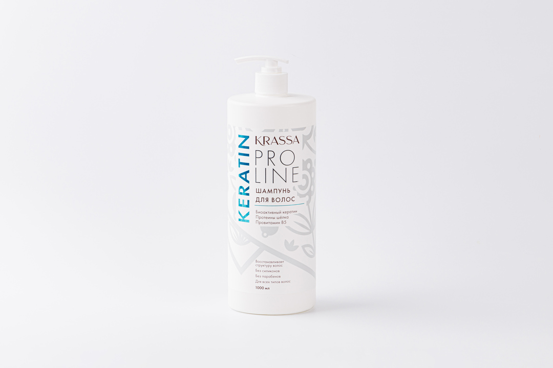 

Шампунь для волос Krassa Pro Line Keratin с кератином 1000 мл