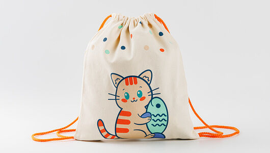 Сумка малая Котик оранжевый шнур