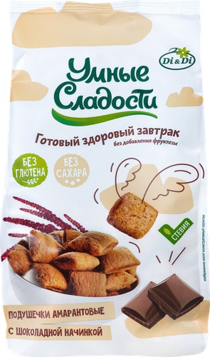 

Подушечки Умные сладости с шоколадной начинкой со стевией 150 г