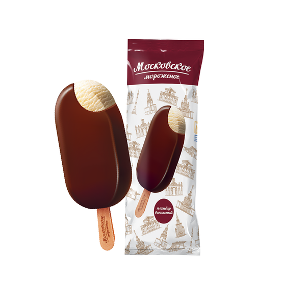 Мороженое эскимо Московское мороженое пломбир ванильный в горьком шоколаде БЗМЖ, 70г