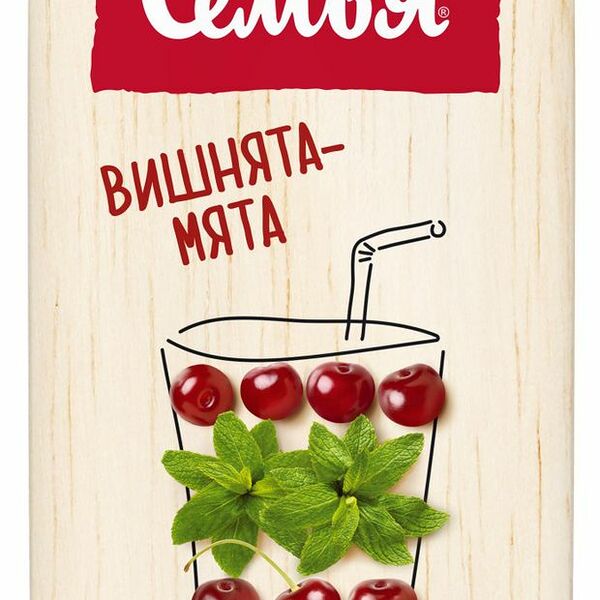 Напиток сокосодержащий Моя семья Вишнята-Мята яблоко-черноплодная рябина-вишня-мята