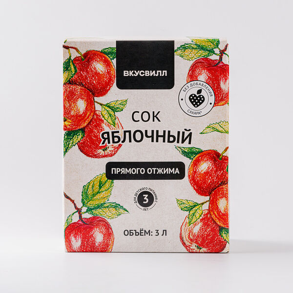 Сок яблочный прямого отжима, 3 л
