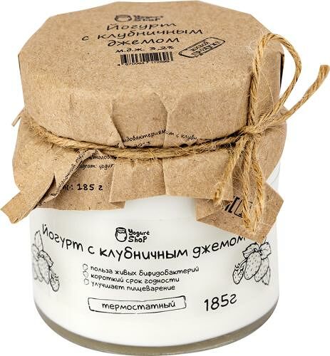 Йогурт Yogurt shop с клубничным джемом 3.2% 185г