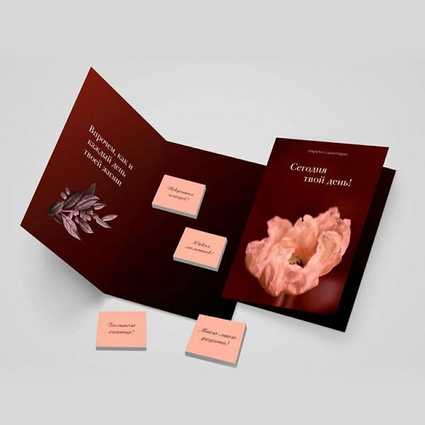 Открытка с шоколадом 4*5 гр Сегодня твой день!, №60