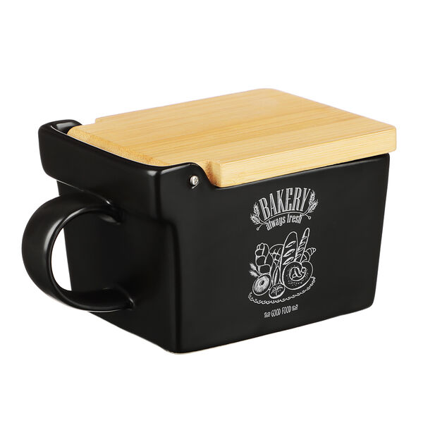 Millimi бейкери банка для соли, 300мл, 15,5х9х7,5см, керамика, бамбук