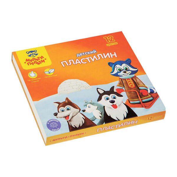 Пластилин Мульти-Пульти Енот на Аляске, 12 цветов