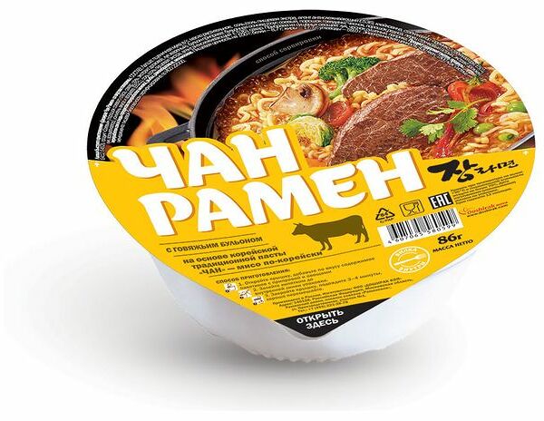 Лапша Доширак Чан рамен со вкусом говядины быстрого приготовления, 86г