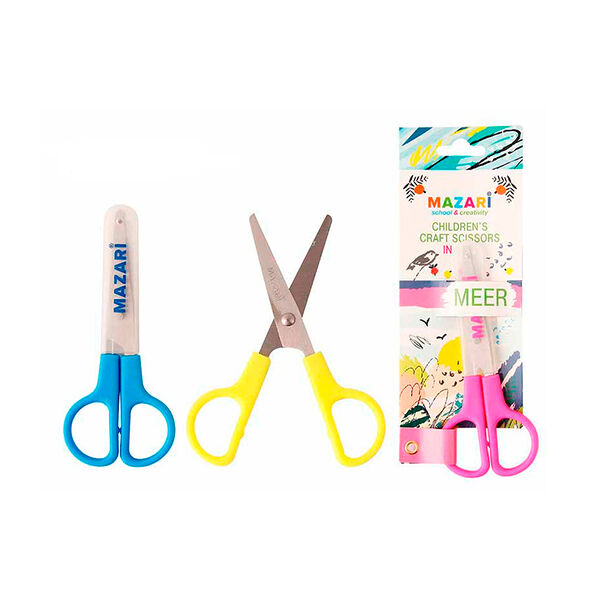 Ножницы детские MEER  120мм лезвия из нерж стали  закругленные концы   пласт ручки блистер с европодвесомM-5611