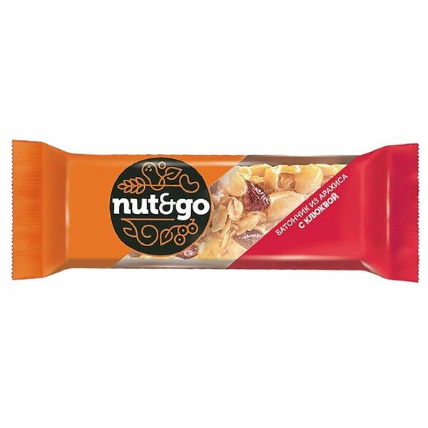 Батончик Nut&Go с арахисом и клюквой 42 г