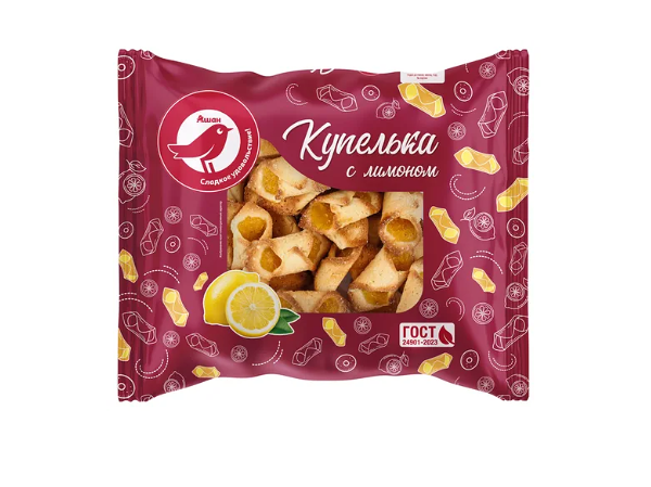 Печенье сдобное АШАН Красная птица Купелька с лимоном