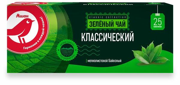 Чай зеленый АШАН Красная птица, 25х2 г