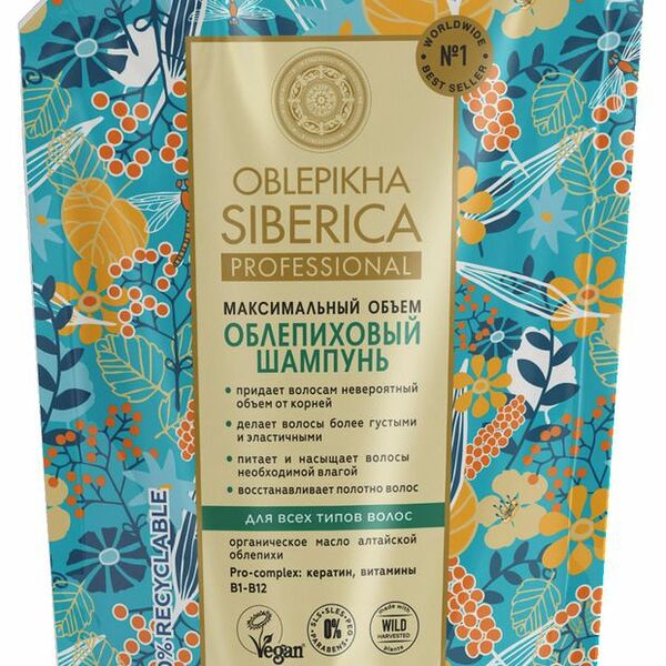Шампунь Natura Siberica Максимальный объем облепиховый для всех типов волос, 400 мл
