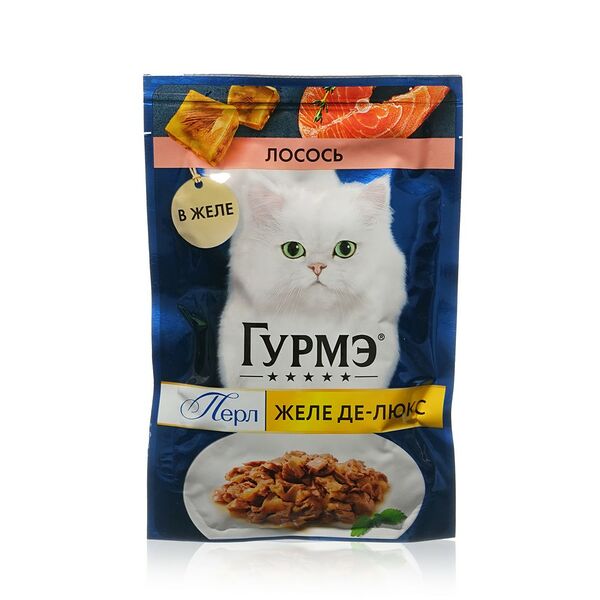 Влажный корм Гурмэ Желе Де-Люкс для кошек, с лососем в желе 75 г