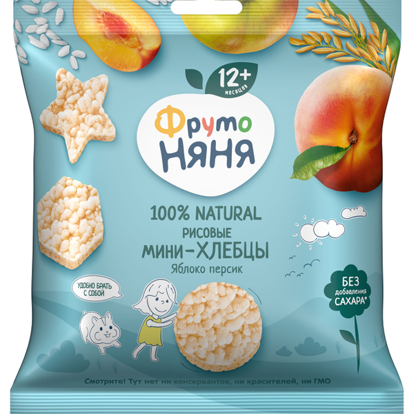 Мини-хлебцы рисовые ФрутоНяня с яблоком, персиком и пребиотиком