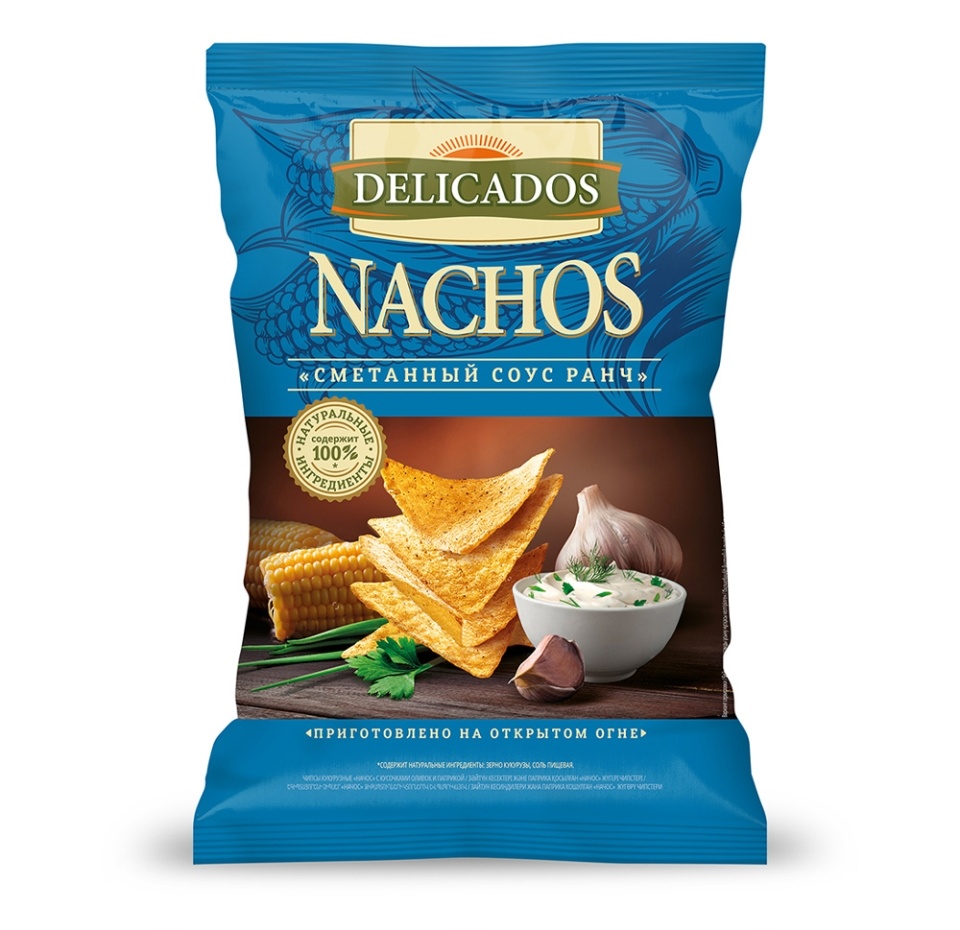 

Чипсы кукурузные Delicados Nachos со вкусом соуса Ранч 150 г
