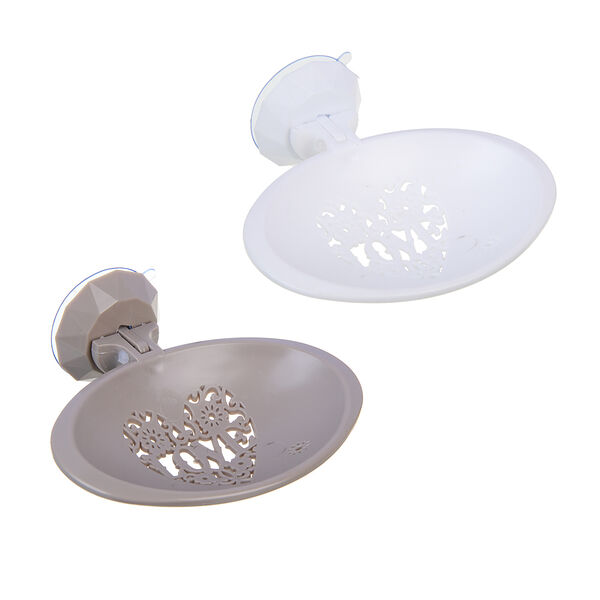 Мыльница Vetta love с вакуумным креплением, пластик, 12,5х9,5см, 1 шт., 2 цвета в ассортименте