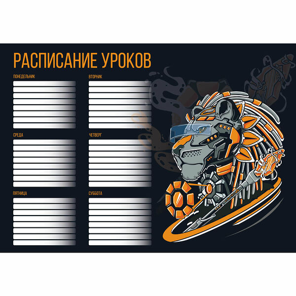 Расписание уроков Феникс+ А4 КИБЕР ЛЕВ мелованный картон 60357