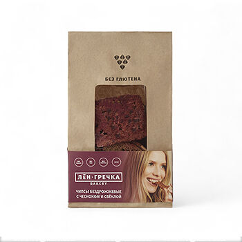 Чипсы бездрожжевые Лён-Гречка Bakery с чесноком и свёклой (без глютена, без сахара)