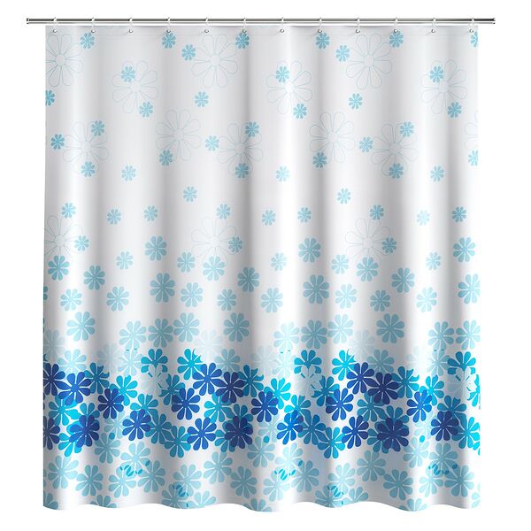 Шторка для ванной Цветочный дождь, голубая, 180х180 см
