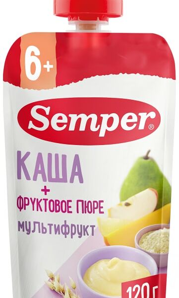 Пюре Semper Мультифрукт с кашей с 6 месяцев 120г