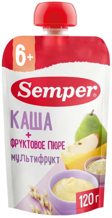 

Каша с фруктовым пюре Semper мультифрукт с 6 месяцев 120 г