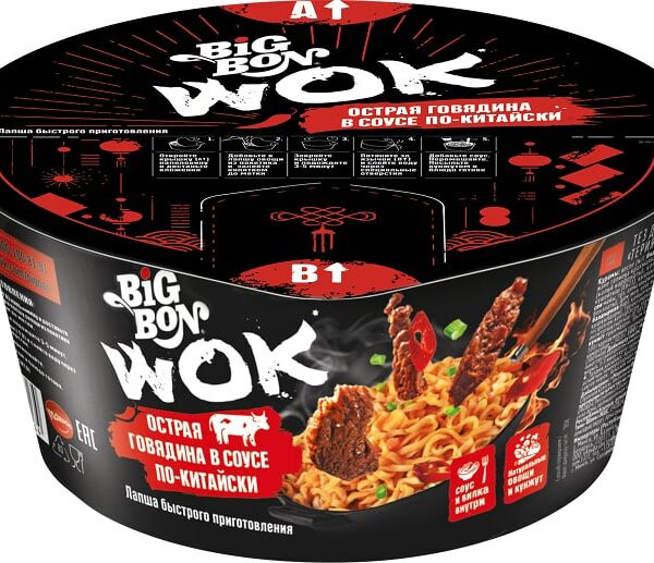 Лапша Big Bon Острая говядина по китайски 85г