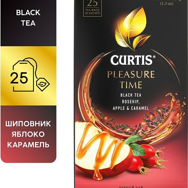 Чай Curtis Pleasure Time черный c шиповником яблоком и ароматом карамели 25*1.5г