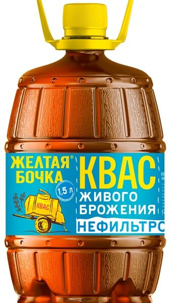 Квас Желтая Бочка нефильтрованный 1.5л