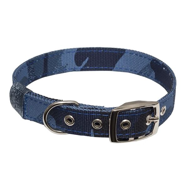Ошейник для собак капроновый Камуфляж, синий, ширина 20 мм, обхват шеи 37-47 см