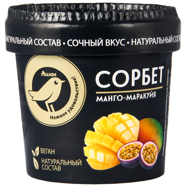 Сорбет АШАН Золотая птица манго-маракуйя, 75 г