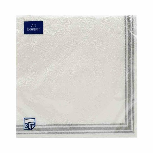 Салфетки декоративные Рамка серебряная 3 слоя, 16 шт.