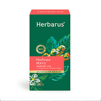 Чай зеленый Herbarus улун с добавками Имбирь Мята 24х2г, Россия