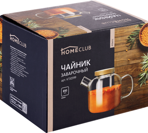 

Чайник заварочный HOMECLUB Albero, стекло, бамбук, 850мл, Арт. KTJ0399