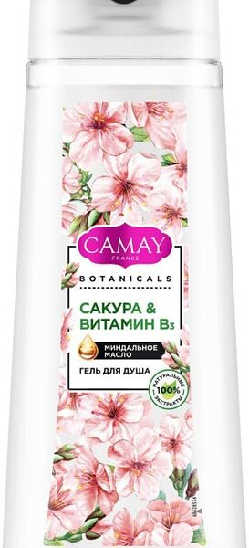 Гель для душа Camay Botanicals Японская сакура с натуральными экстрактами и маслами без парабенов 250мл
