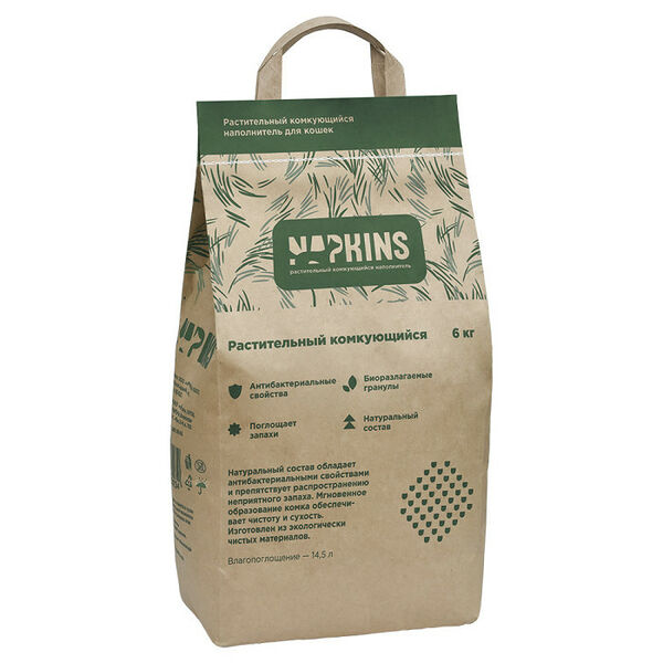 Растительный комкующийся наполнитель Napkins 6кг