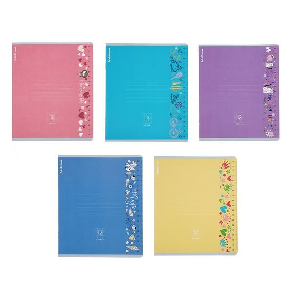 Тетрадь Erich Krause Ruler magic, 12 листов, в клетку, в ассортименте, 1 шт