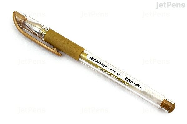 Ручка гелевая 07 мм золото арт UM-151(07)M GOLD(A)