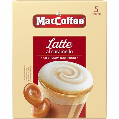Напиток кофейный растворимый MacCoffee 3 в 1 Латте с карамелью 5 шт. х 22 г в упаковке