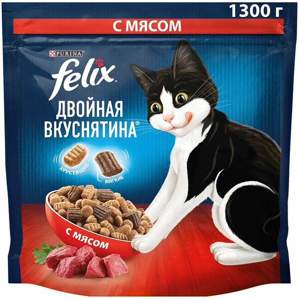 Корм Felix Двойная вкуснятина с мясом для кошек