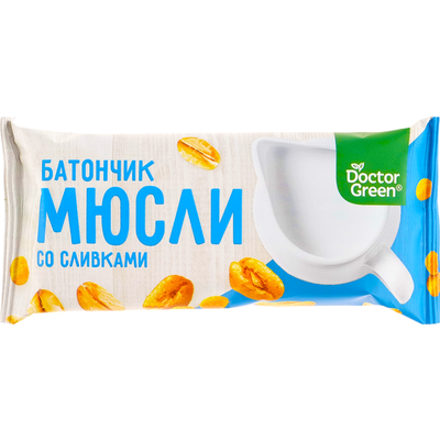 Многозлаковый батончик-мюсли «Doctor Green» со сливками, 50 г