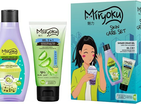 Подарочный набор Miryoku Skin Care Set Крем-гель для душа Energy Charge 300мл + Гель для лица и тела увлажняющий 2в1 150мл