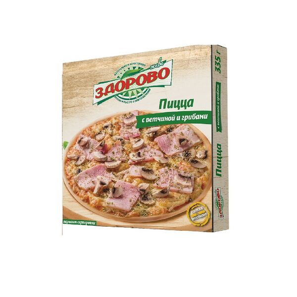 Пицца Живи здорово с ветчиной и грибами зам 335г