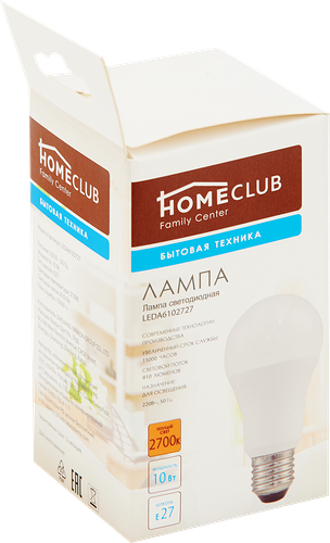 Лампа светодиодная HOMECLUB LED A60 E27 9Вт 2700К