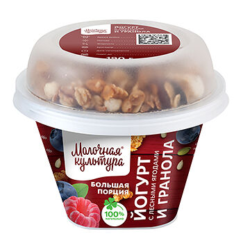 Йогурт Молочная культура лесные ягоды-гранола с изюмом 2.7-3.5%
