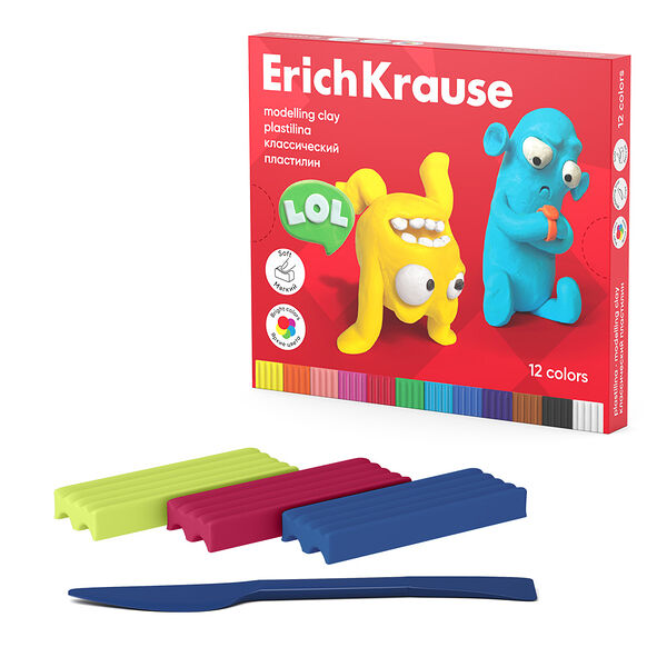Пластилин классический ErichKrause Jolly Friends, 12 цветов