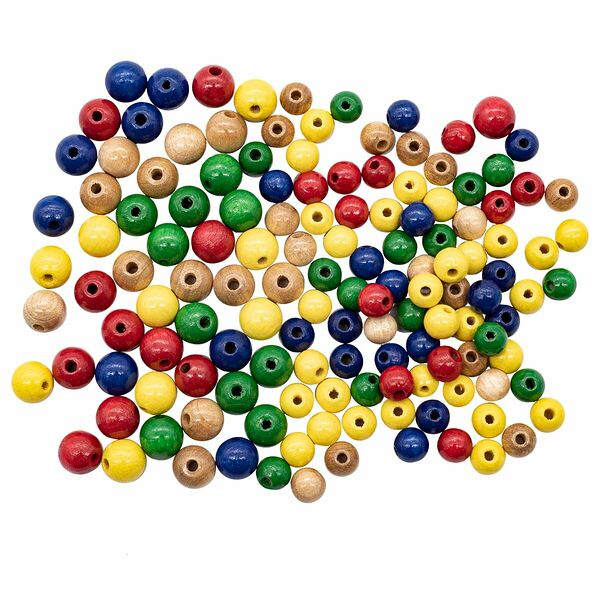 Набор деревянных разноцветных бусин, 8-10мм, 127шт, Glorex